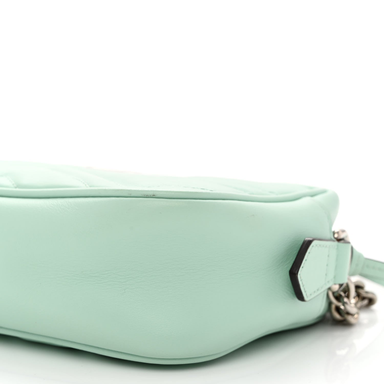 Gucci Calfskin Matelasse Mini GG Marmont Chain Shoulder Bag Water Green 9 of 11