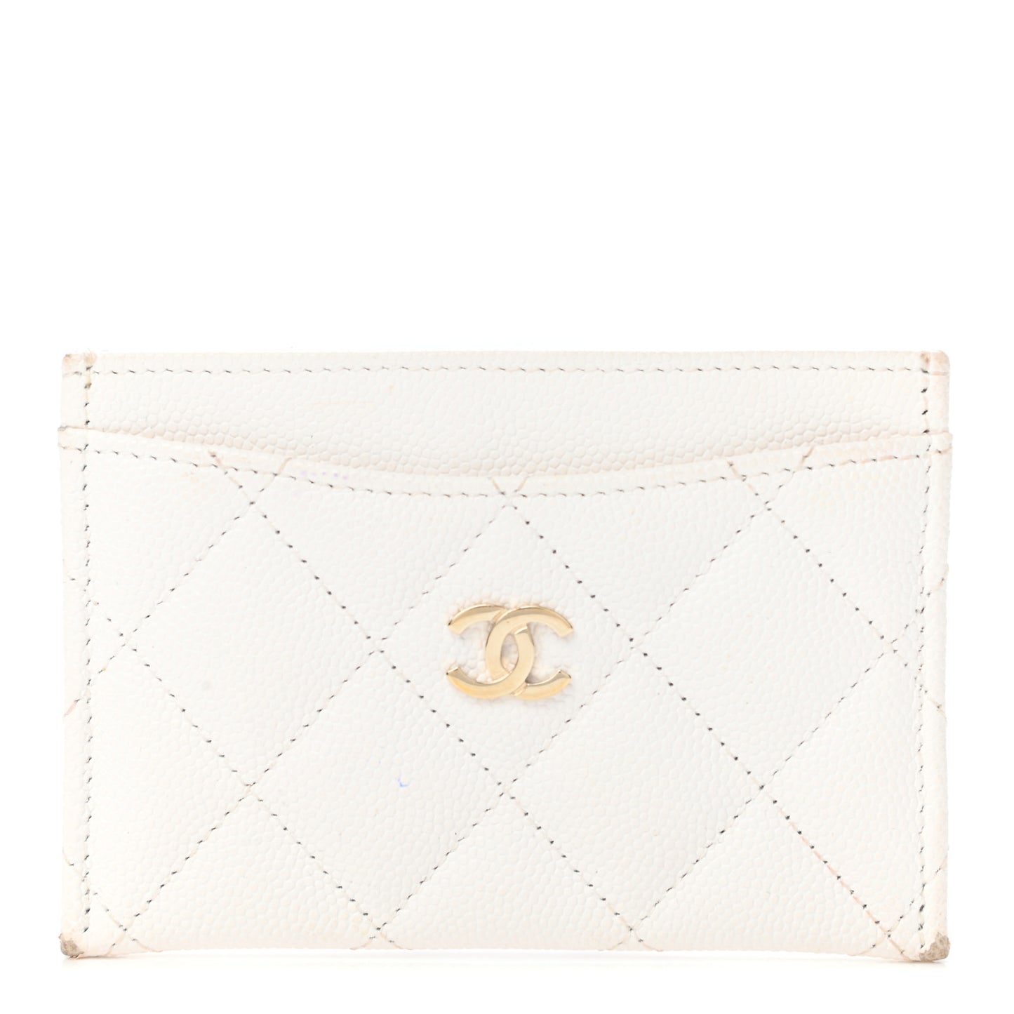 Caviar Quilted Card Holder White