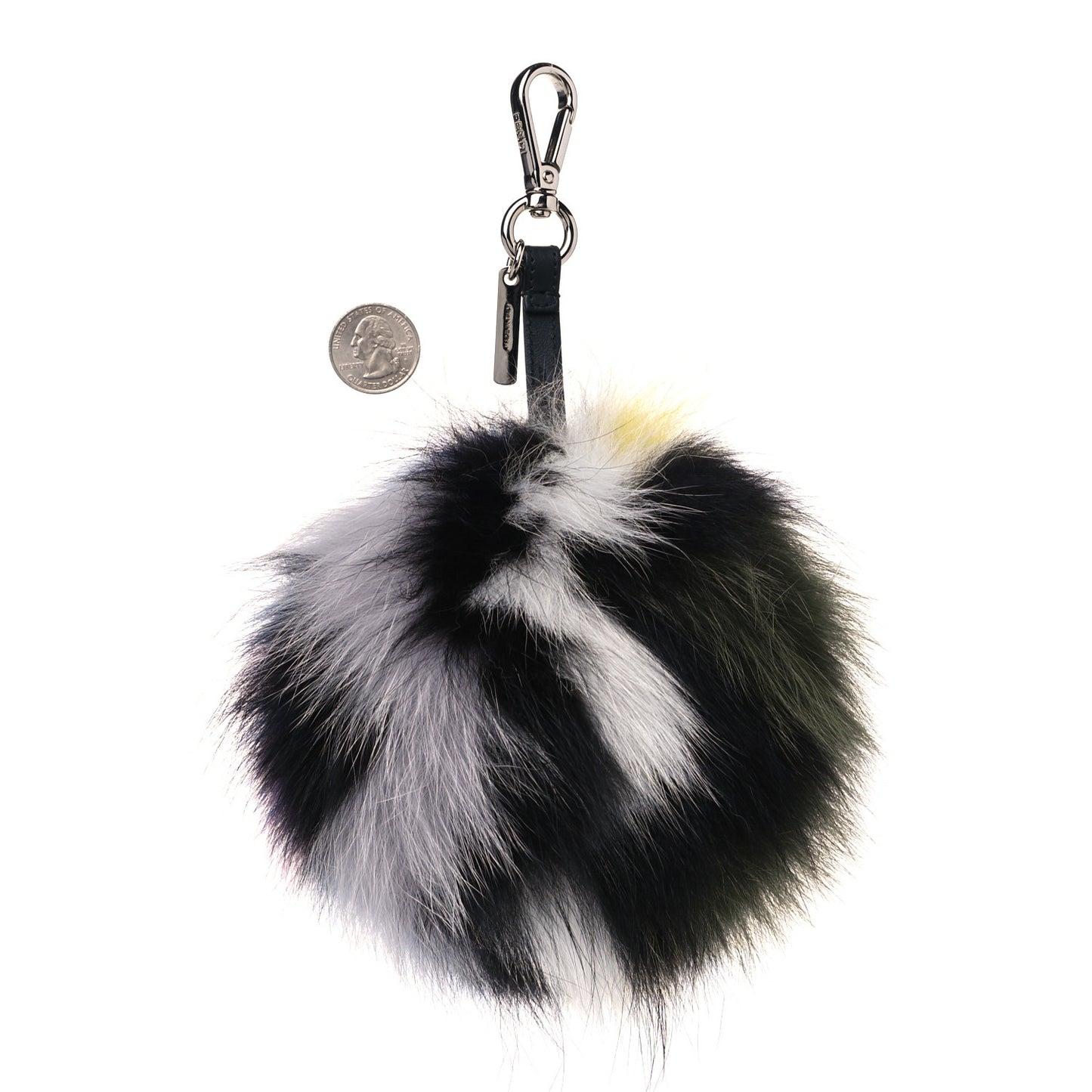 Fox Fur Striped Pom Pom Bag Charm Multicolor