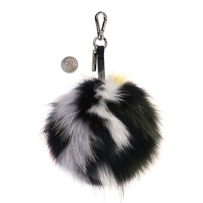 Fendi Fox Fur Striped Pom Pom Bag Charm Multicolor 2 of 4