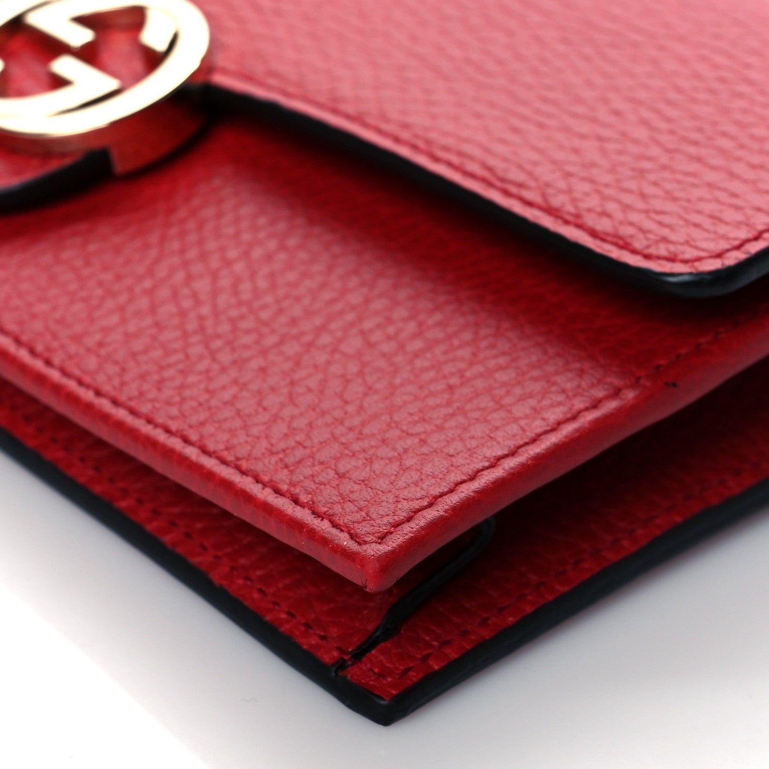 Gucci Dollar Calfskin Interlocking G Chain Wallet Red 9 of 10