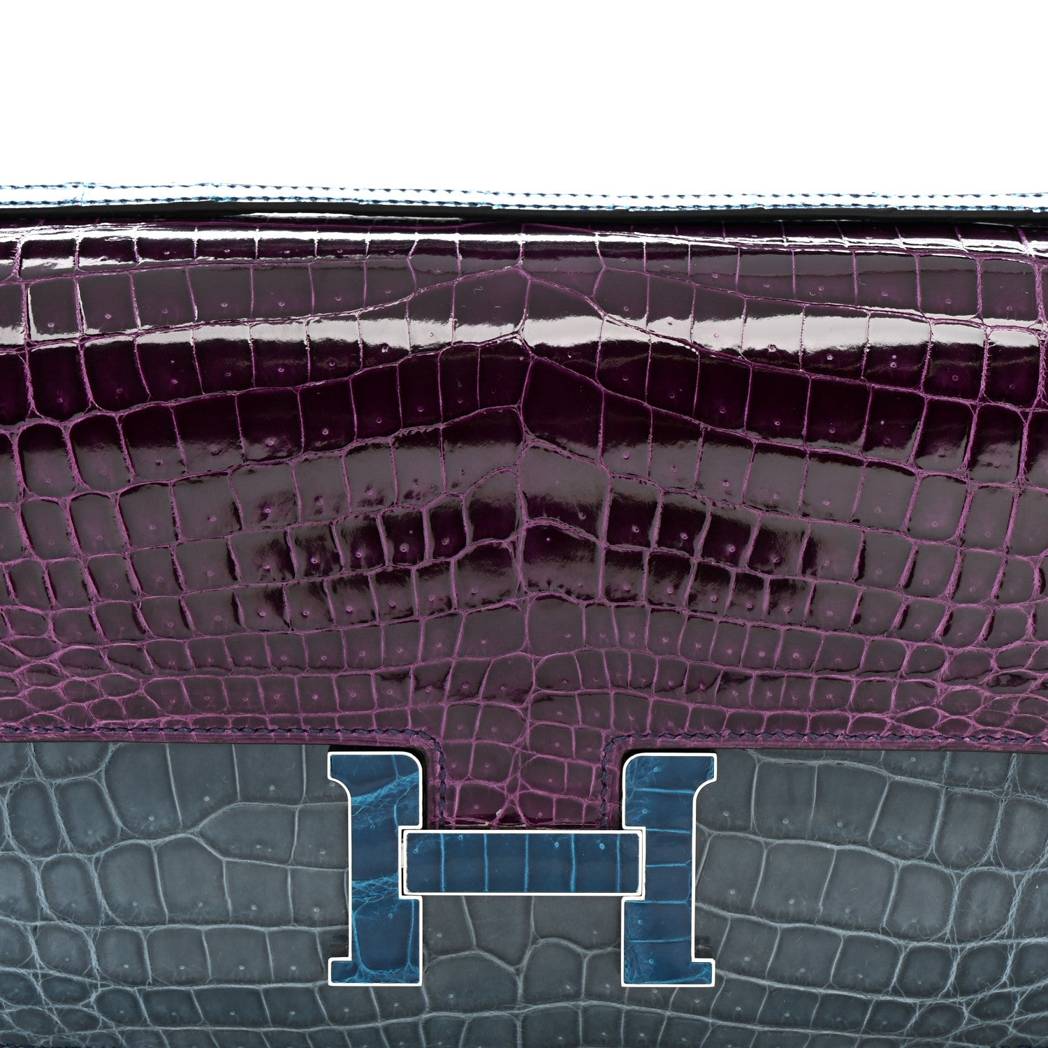 Hermes Shiny Niloticus Crocodile Constance Elan 25 Cassis Bleu Izmir Bleu Tempete 8 of 13