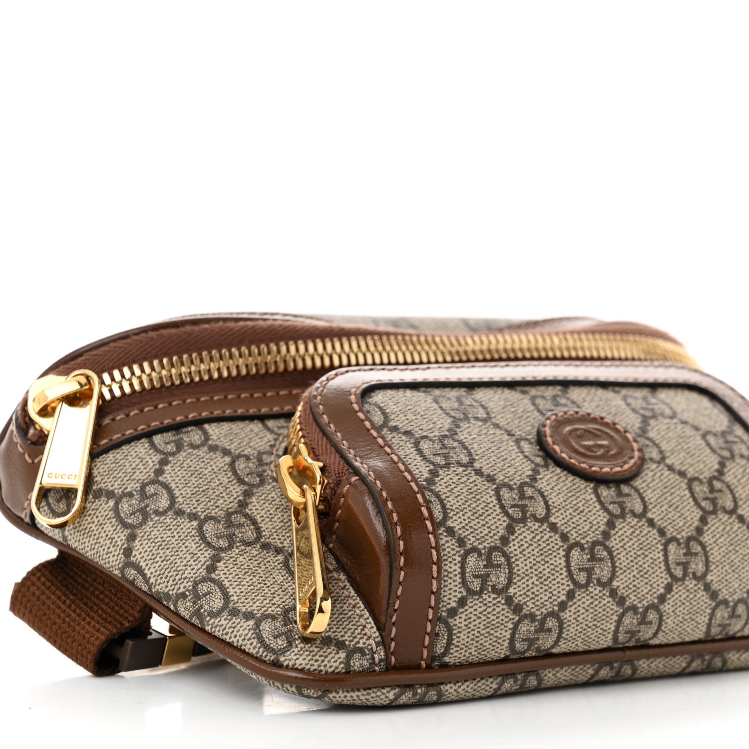 Gucci GG Supreme Monogram Textured Calfskin Retro Interlocking G Belt Bag Beige Ebony Brown Sugar 9 of 11