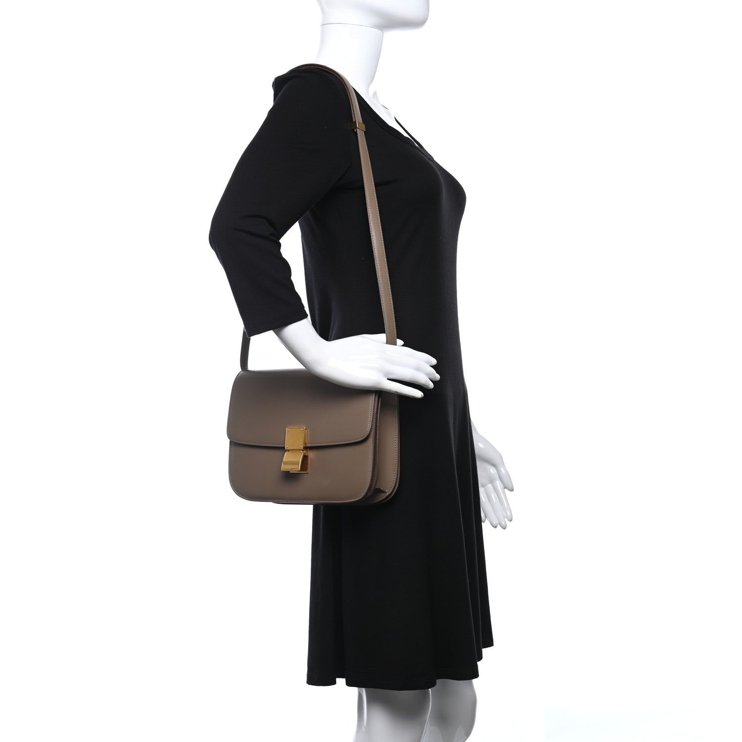 Celine Box Calfskin Medium Classic Box Flap Bag Taupe 2 of 10