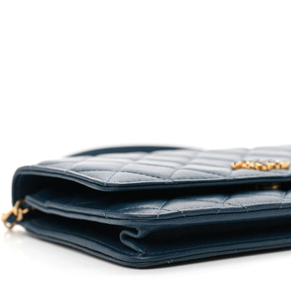 Chanel Goatskin Quilted Chanel 19 Wallet On Chain WOC Blue 10 of 12