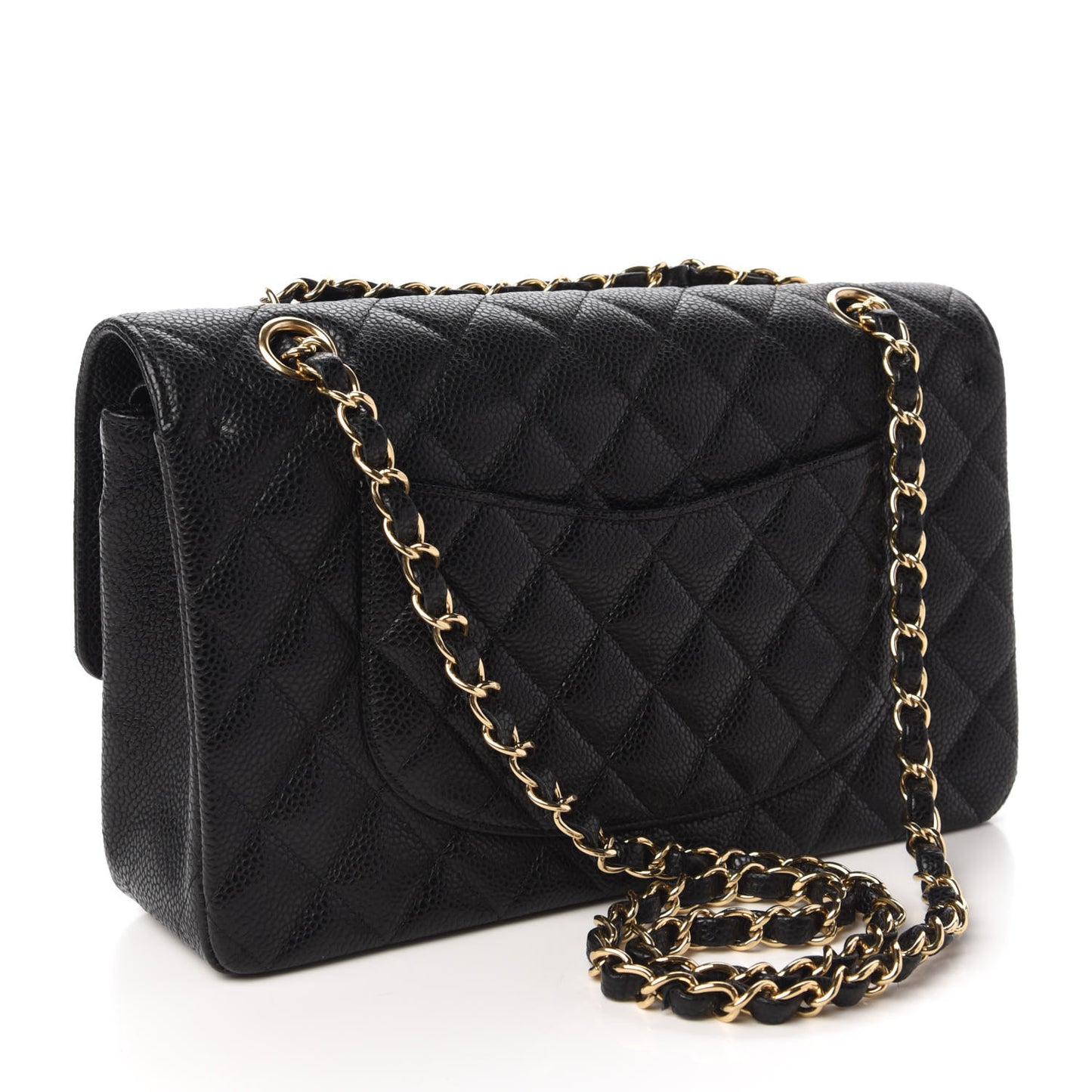 Caviar Quilted Medium Double Flap Black