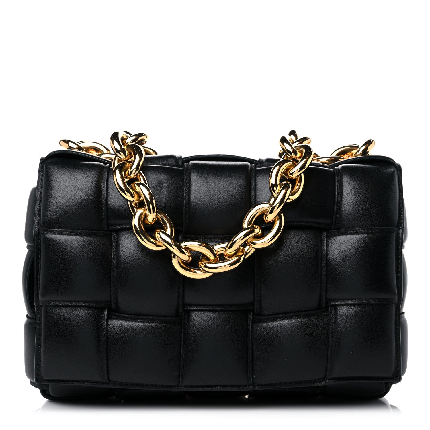 Bottega Veneta Lambskin Maxi Intreccio Padded Chain Cassette Crossbody Bag Black 1 of 11