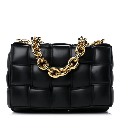 Bottega Veneta Lambskin Maxi Intreccio Padded Chain Cassette Crossbody Bag Black 1 of 11