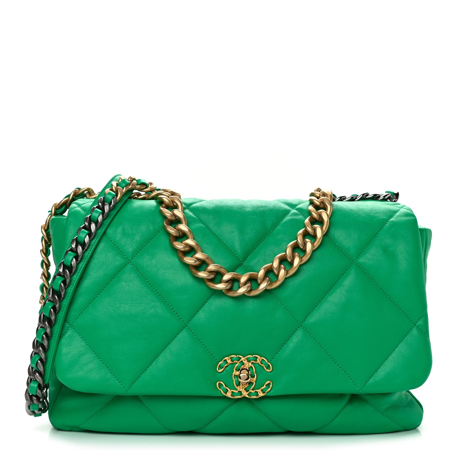 Chanel Lambskin Quilted Maxi Chanel 19 Flap Green 1 of 12