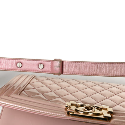 Chanel Patent Calfskin Quilted Medium Boy Flap Light Pink 17 of 18
