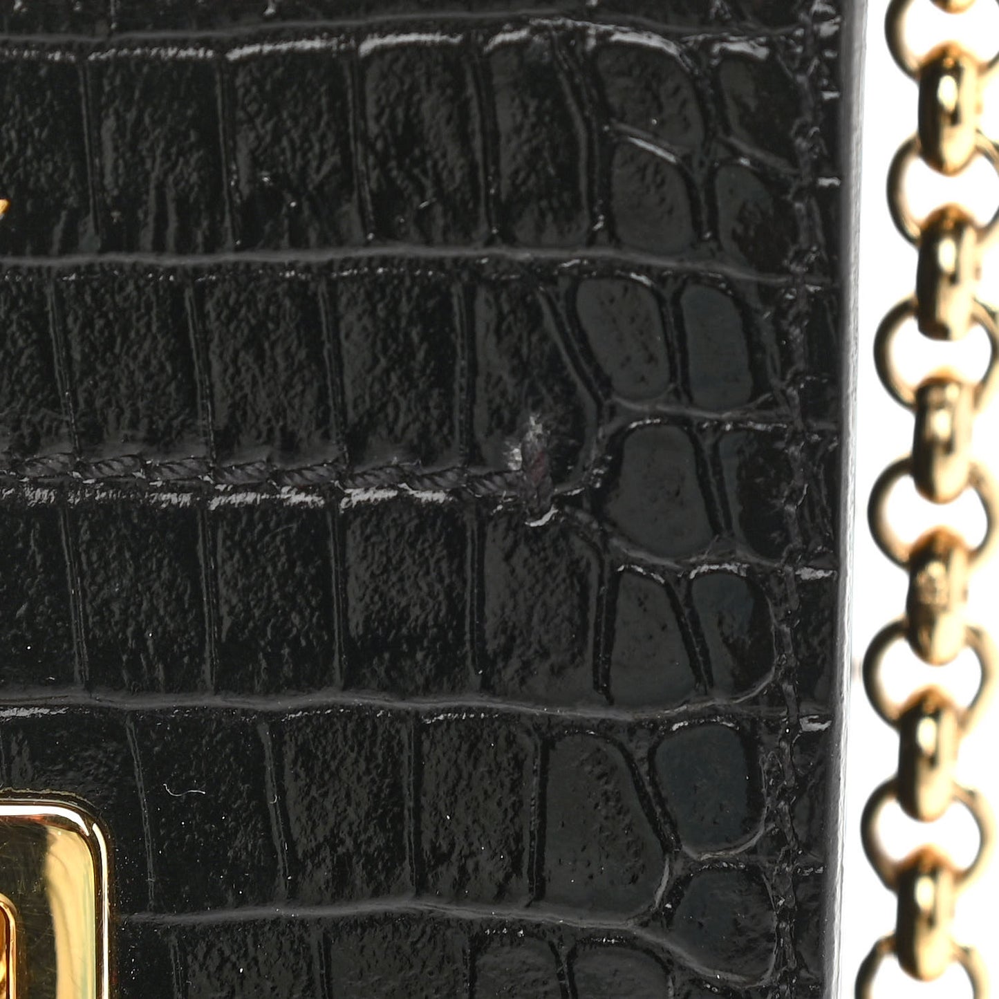 Calfskin Crocodile Embossed Mini Phone Crossbody Bag Black