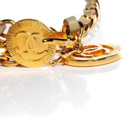 Chanel Leather Chain CC Medallion Belt Grey Gold 5 of 5