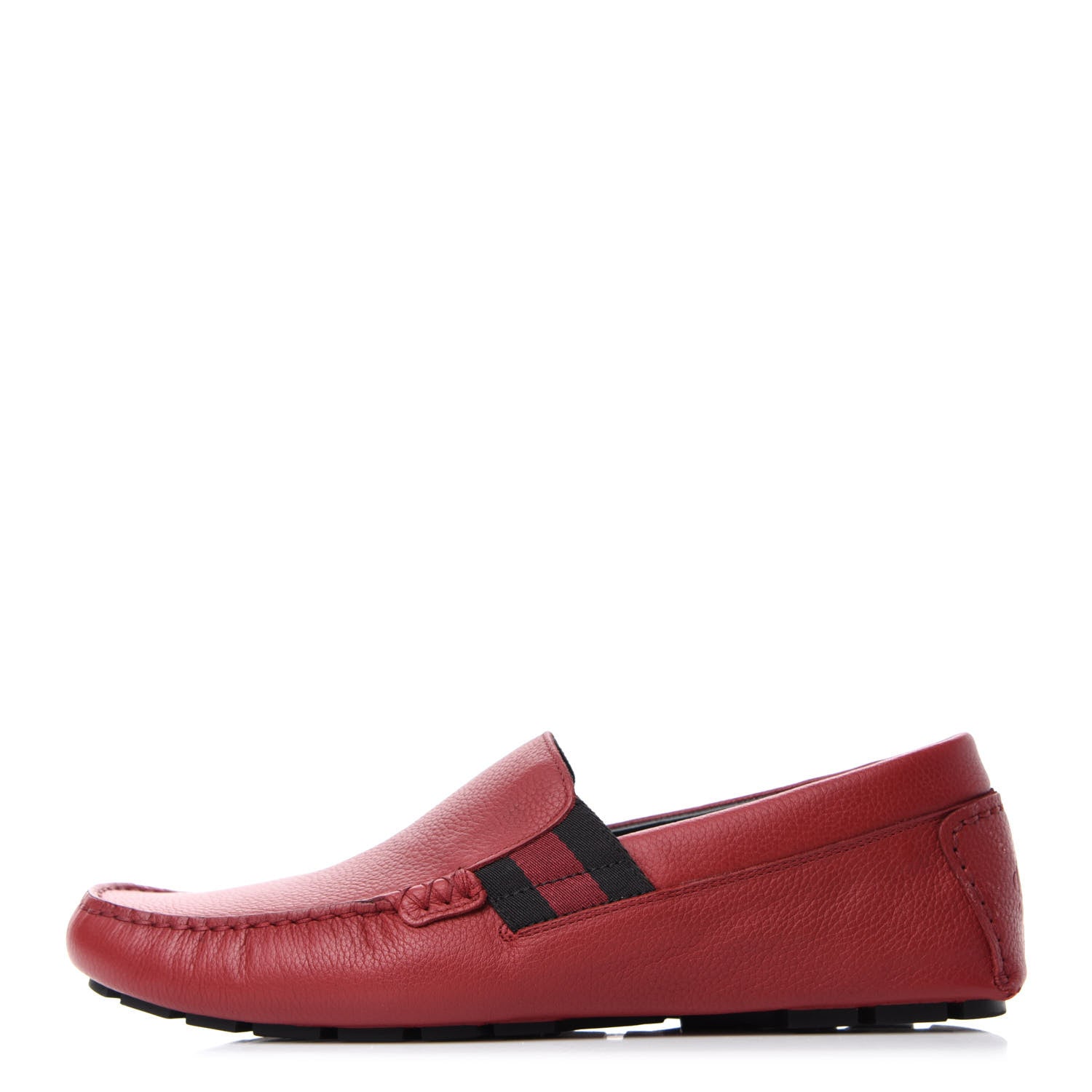 Gucci Calfskin Web Mens Driver Loafers 7.5 Red 1 of 9