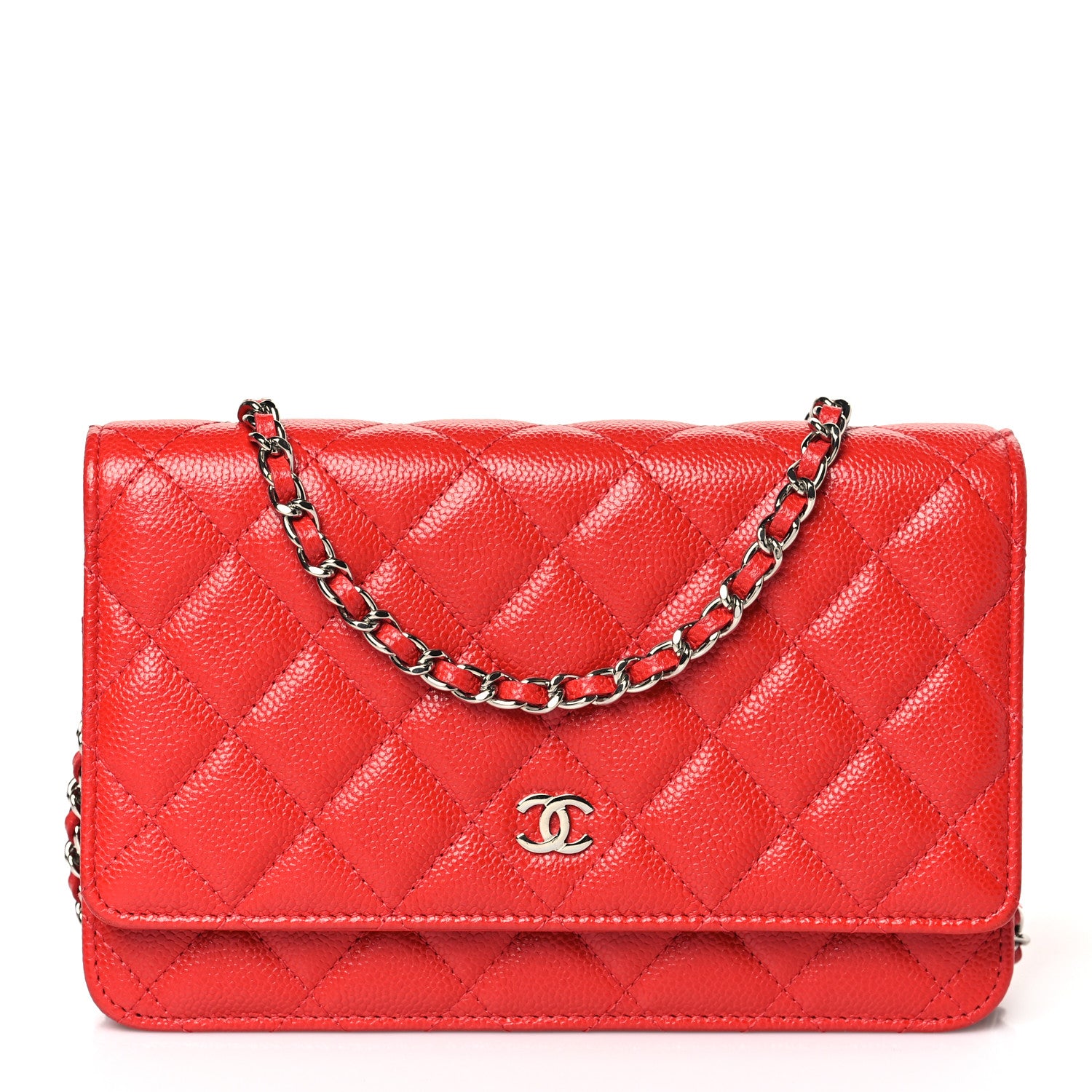Chanel Caviar Quilted Wallet on Chain WOC Red 1 of 10