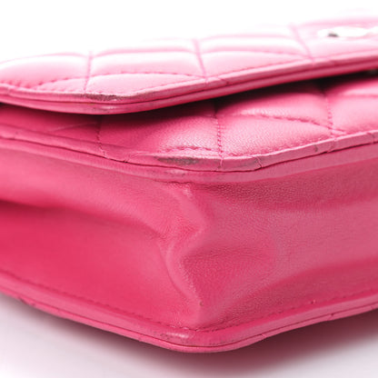 Chanel Lambskin Quilted Wallet On Chain WOC Pink 11 of 19