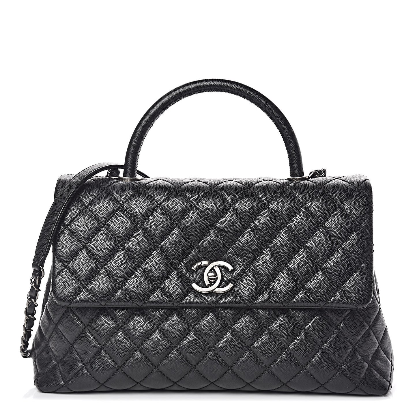 Caviar Quilted Medium Coco Handle Flap Black