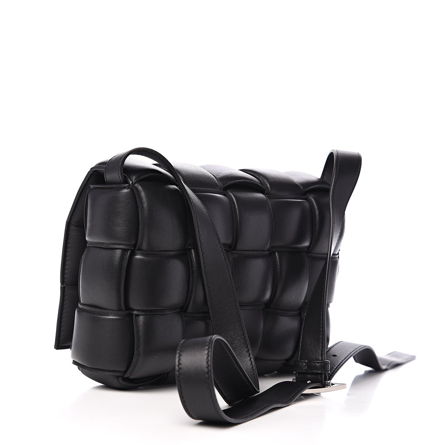 Nappa Maxi Intreccio Padded Cassette Crossbody Bag Black