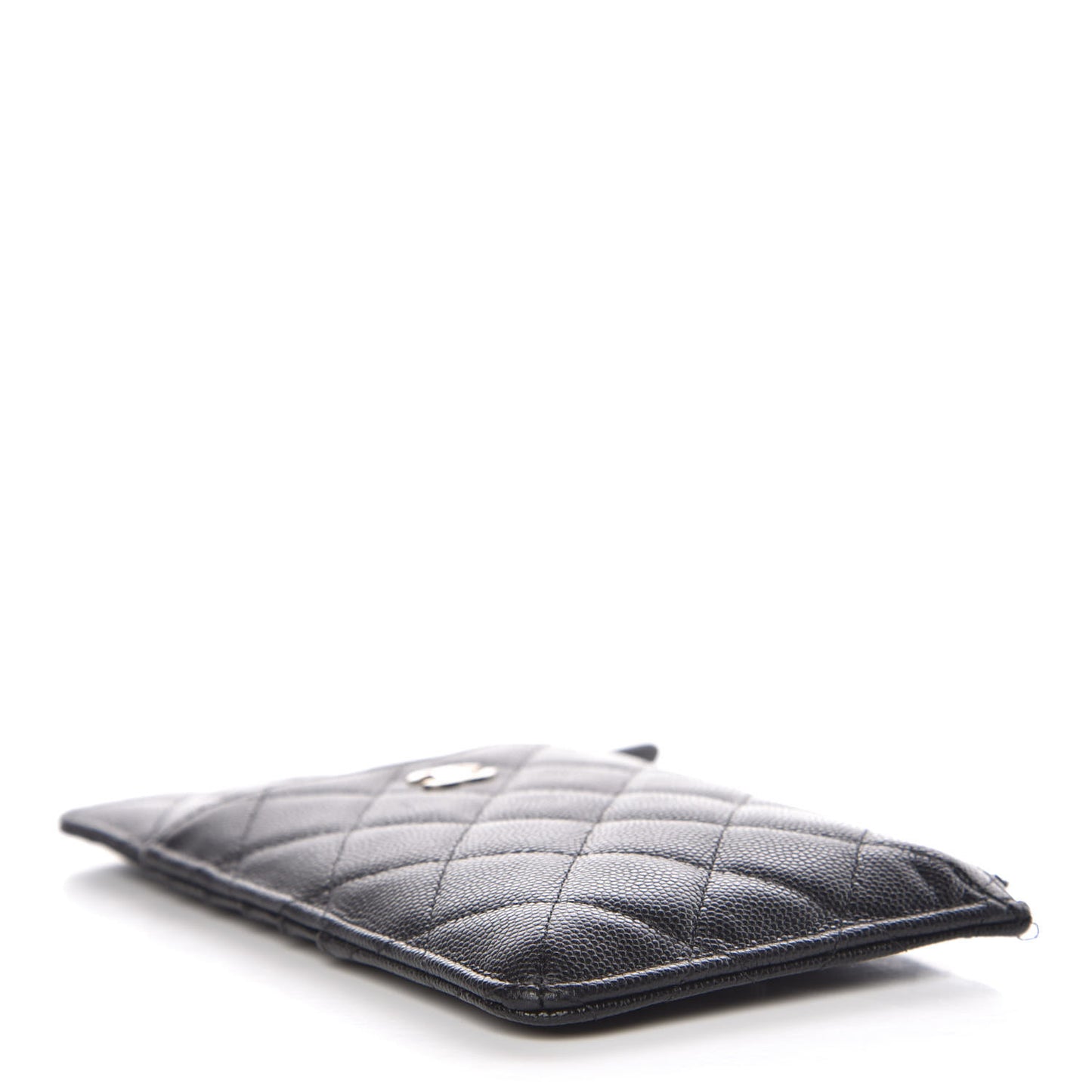 Caviar Quilted Classic Flat Wallet Pouch Black