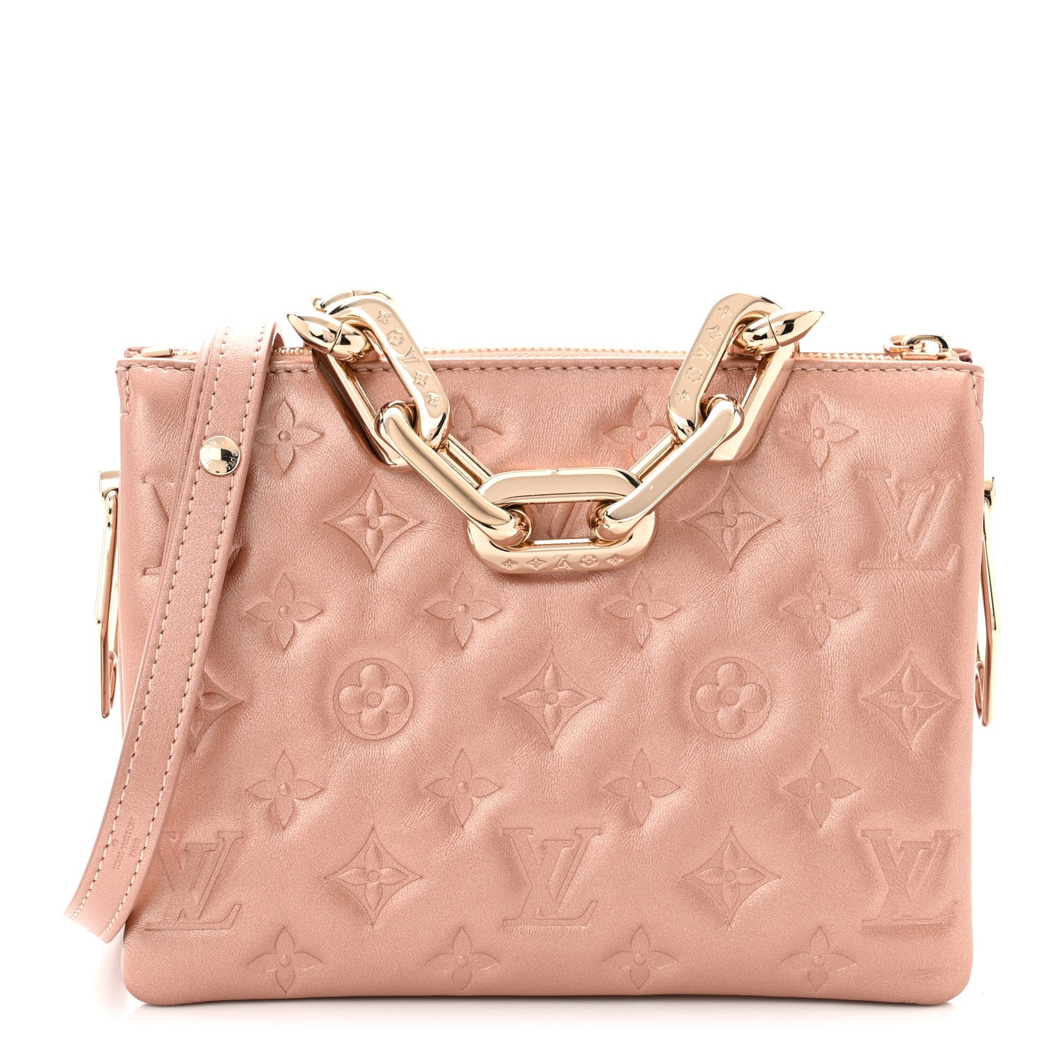 Louis Vuitton Metallic Lambskin Embossed Monogram Coussin BB Pink Gold 1 of 10