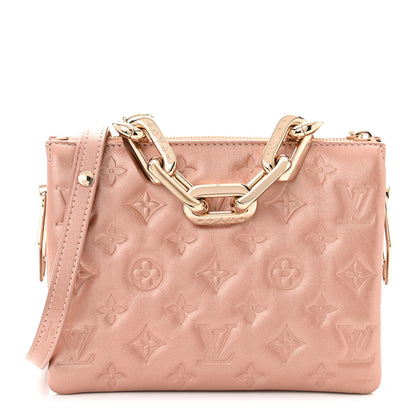 Louis Vuitton Metallic Lambskin Embossed Monogram Coussin BB Pink Gold 1 of 10