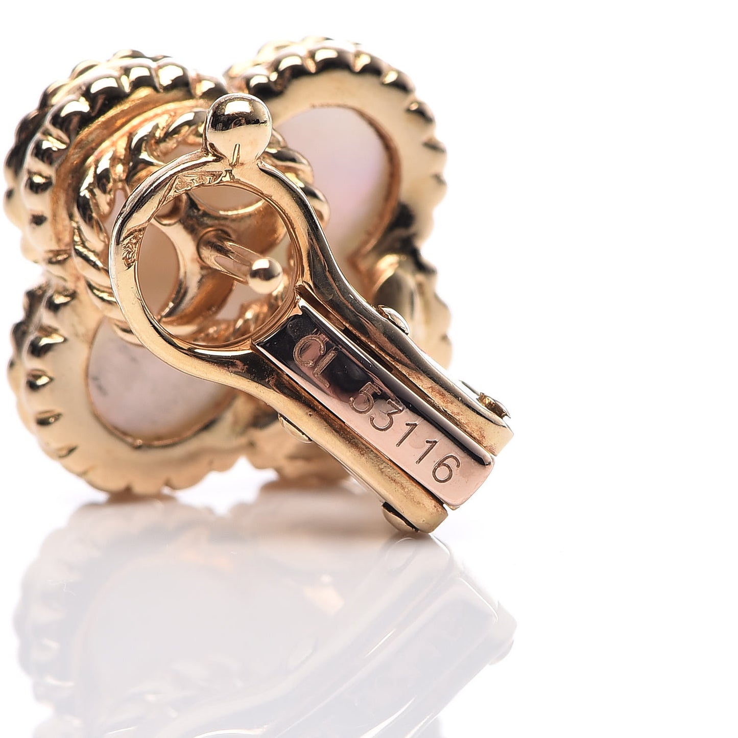 18K Yellow Gold Mother of Pearl Vintage Alhambra Earrings