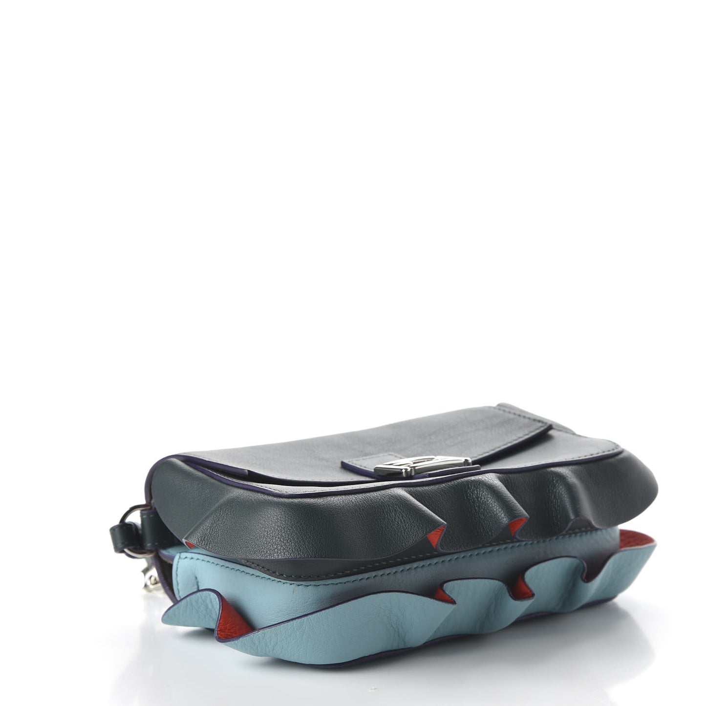 Vitello Dolce Waves Tri-Color Micro Double Baguette Verde Inglese Papavero Laguna