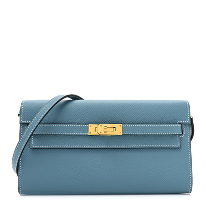 Hermes Epsom Kelly Wallet To Go New Blue Jean 1 of 11