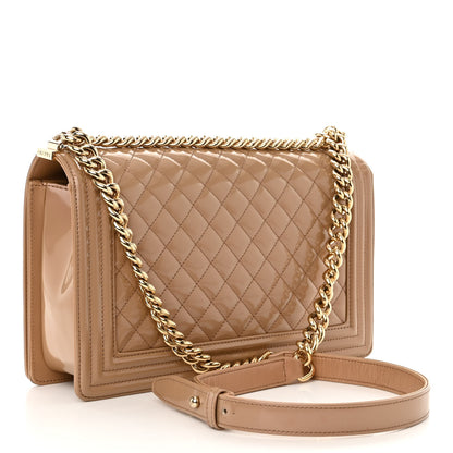 Chanel Iridescent Glazed Calfskin Quilted New Medium Boy Flap Dark Beige 3 of 12