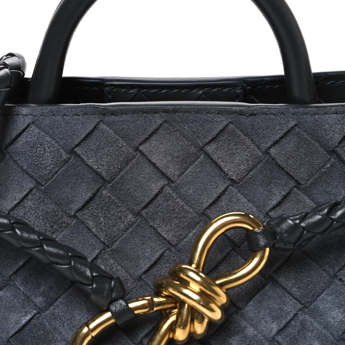 Suede Intrecciato Small Andiamo Shoulder Bag Cloudy Indigo