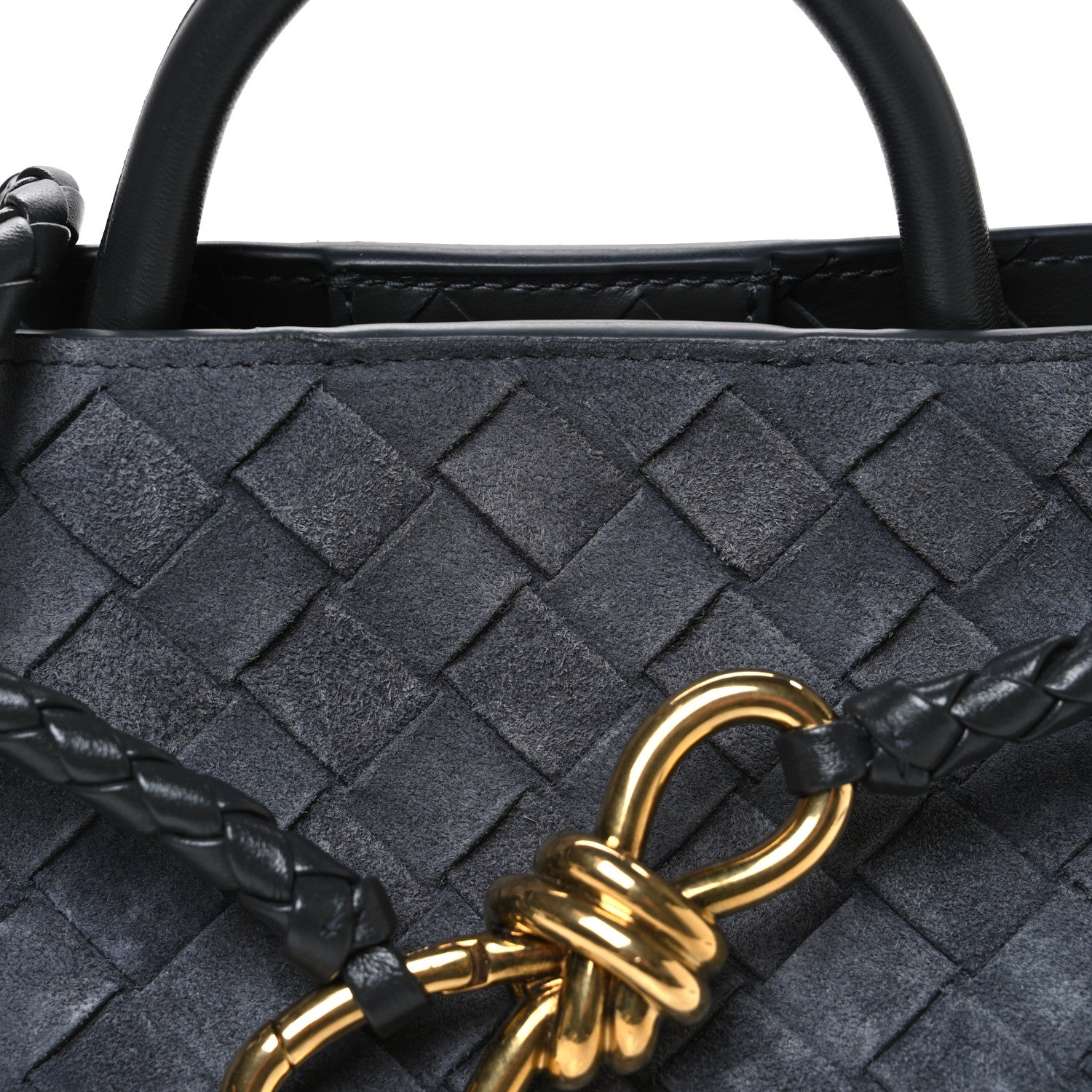 Bottega Veneta Suede Intrecciato Small Andiamo Shoulder Bag Cloudy Indigo 7 of 9