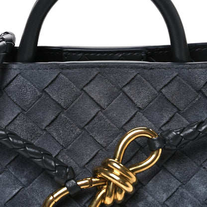 Bottega Veneta Suede Intrecciato Small Andiamo Shoulder Bag Cloudy Indigo 7 of 9