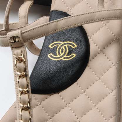Chanel Lambskin CC Chain Thong Sandals 39 Beige 7 of 7