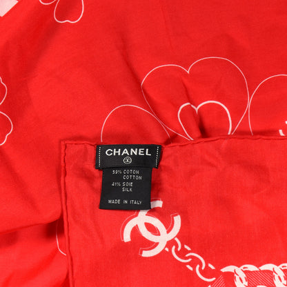 Chanel Cotton Silk CC Square Scarf Red 5 of 5