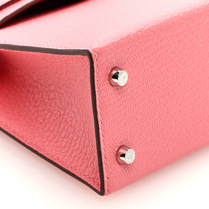 Hermes Chevre Mysore Verso Mini Kelly Sellier 20 Rose D'Ete Rouge H 7 of 9