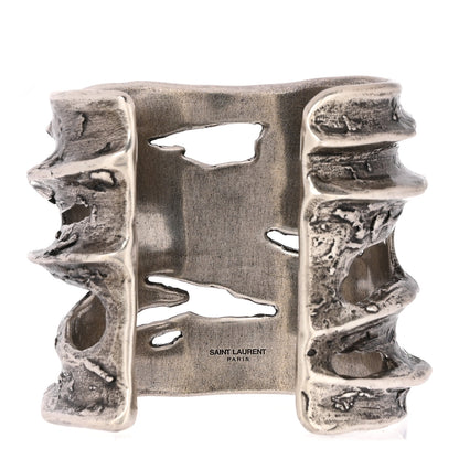 Saint Laurent Metal Haute Arty Manchette Cuff Bracelet Old Silver 3 of 4