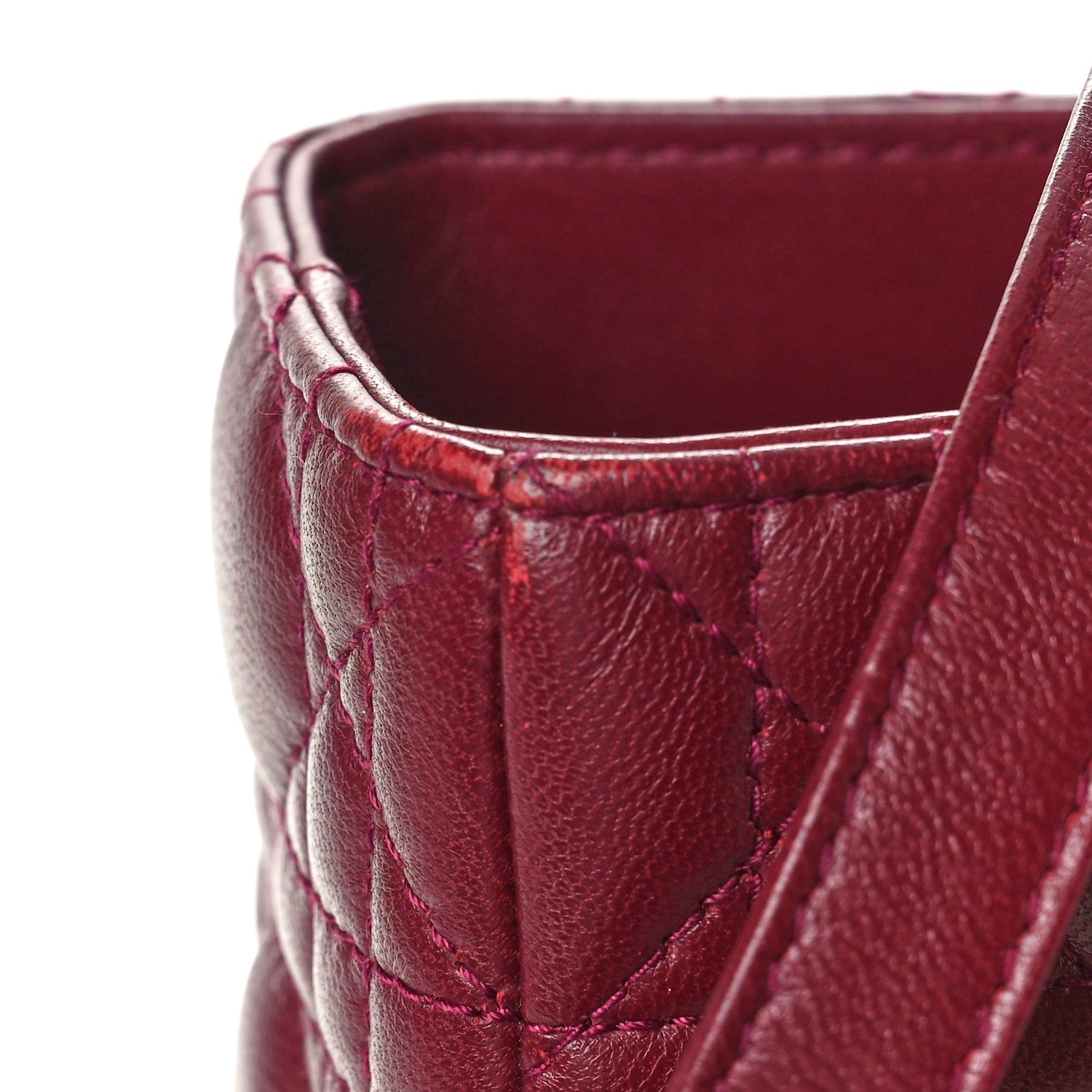 Christian Dior Lambskin Cannage Large Lady Dior Burgundy 11 of 14