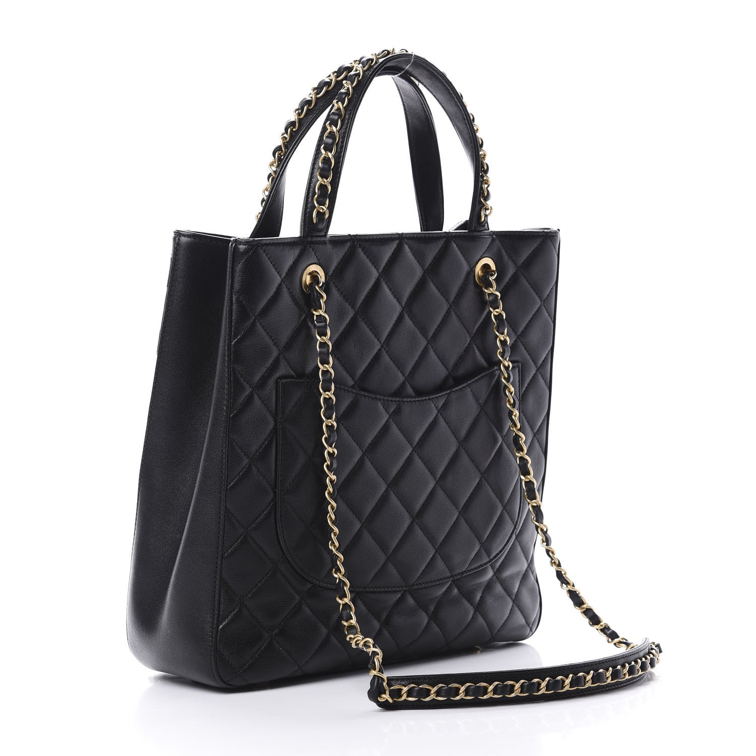 Chanel Lambskin Quilted Large Shopping Tote Black 4 of 13