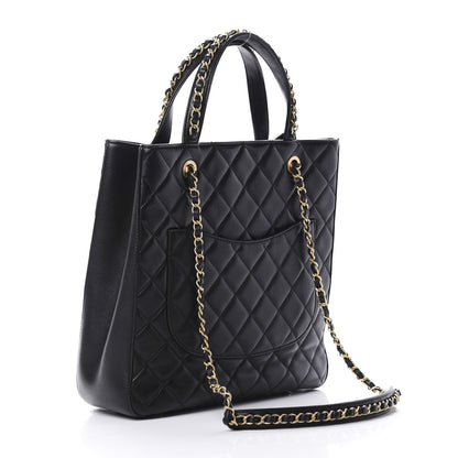 Chanel Lambskin Quilted Large Shopping Tote Black 4 of 13