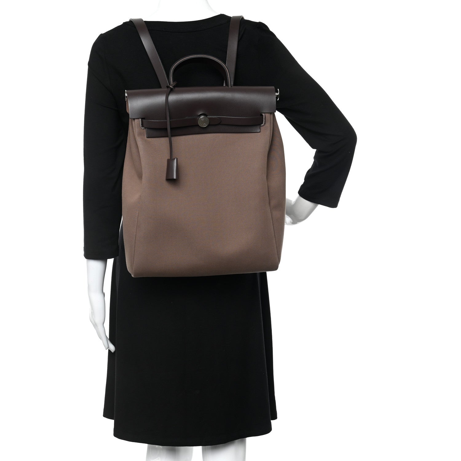 Hermes Military Toile Vache Hunter Herbag a Dos Zip Retourne Backpack Etoupe Ebene 2 of 9
