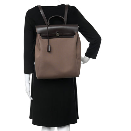 Hermes Military Toile Vache Hunter Herbag a Dos Zip Retourne Backpack Etoupe Ebene 2 of 9