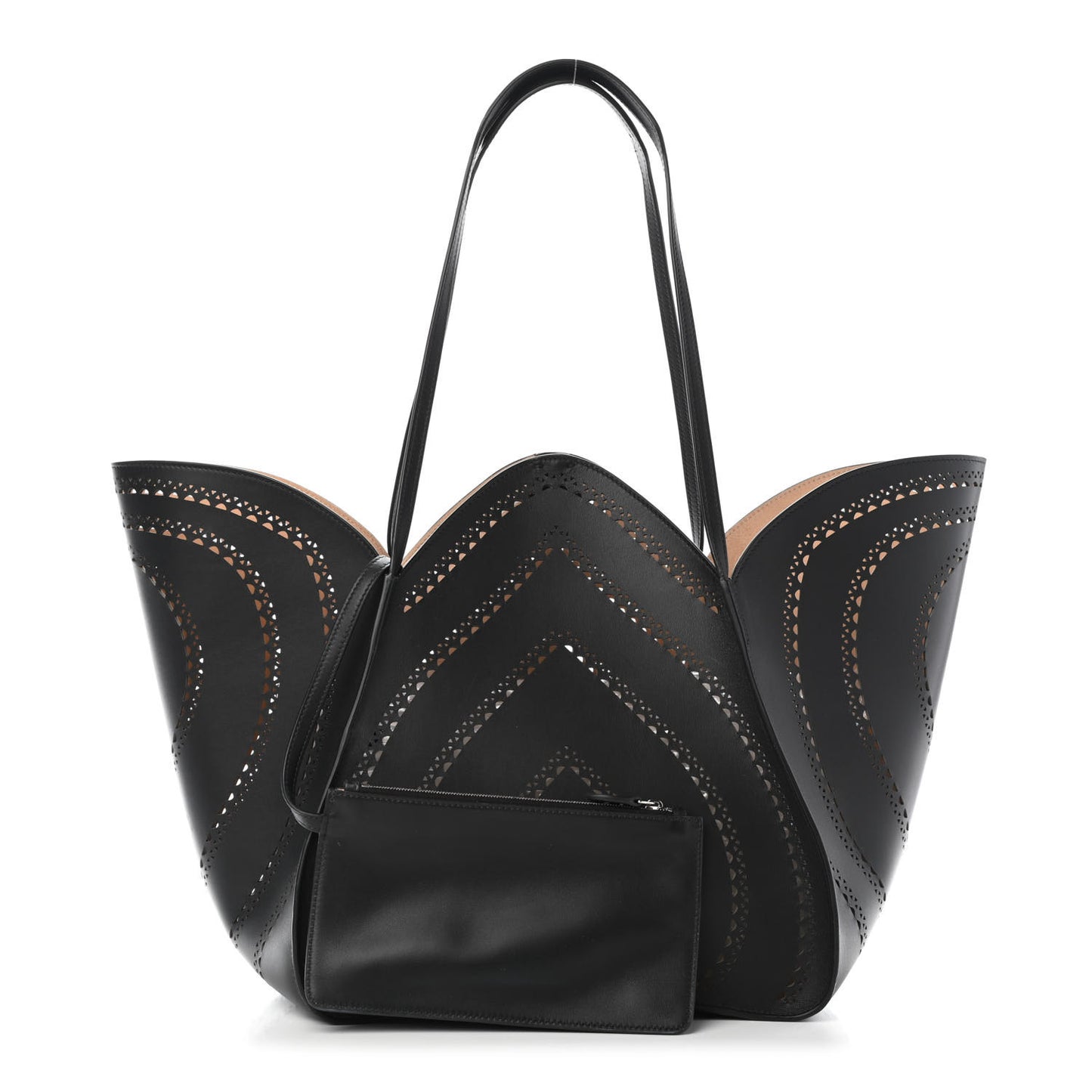 Calfskin Laser Cut Lili 24 Tote Black