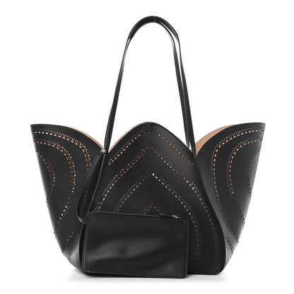 Alaia Calfskin Laser Cut Lili 24 Tote Black 1 of 4