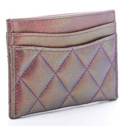 Chanel Iridescent Lambskin Quilted Card Holder Purple 6 of 24