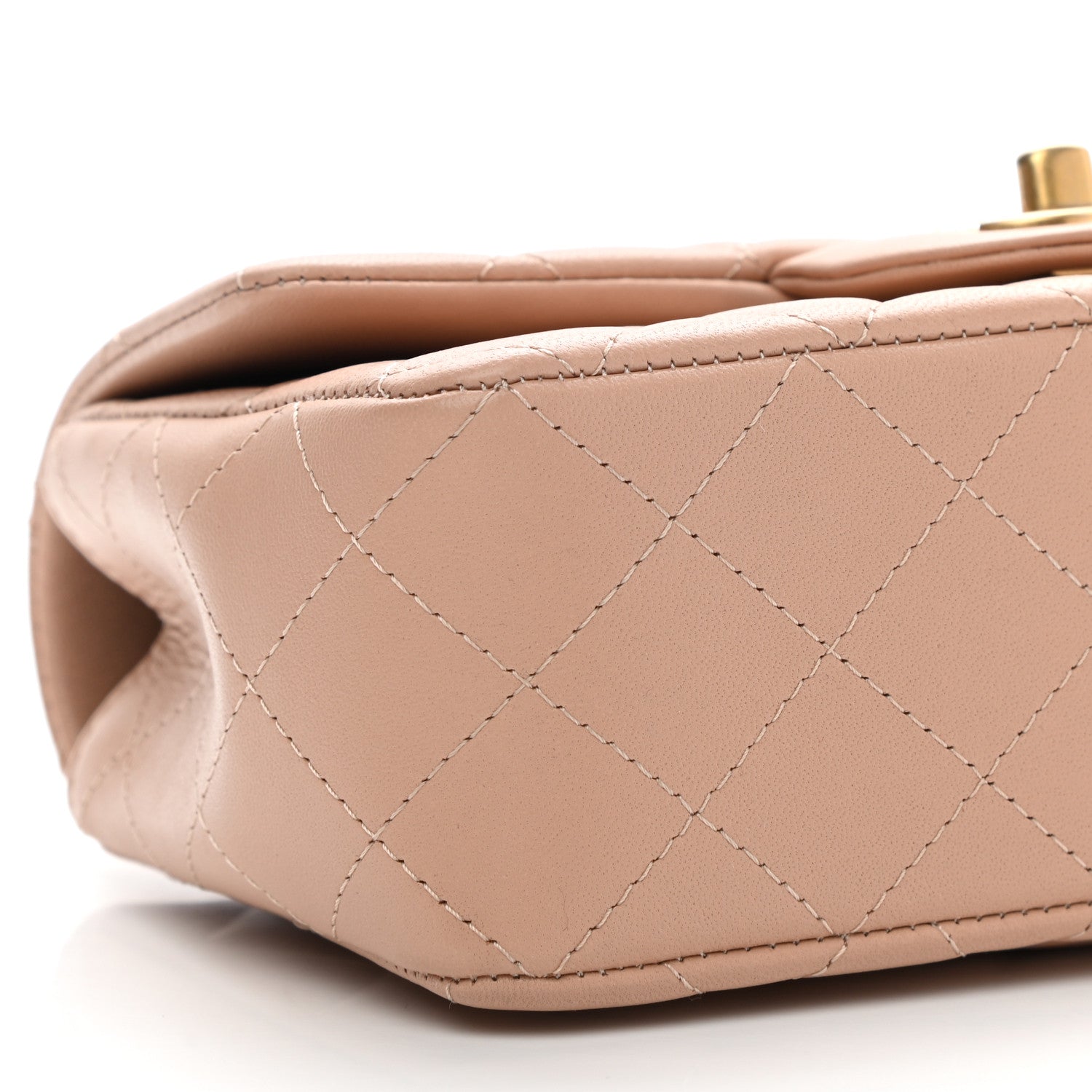 Chanel Lambskin Quilted Mini Top Handle Rectangular Flap Beige 8 of 9
