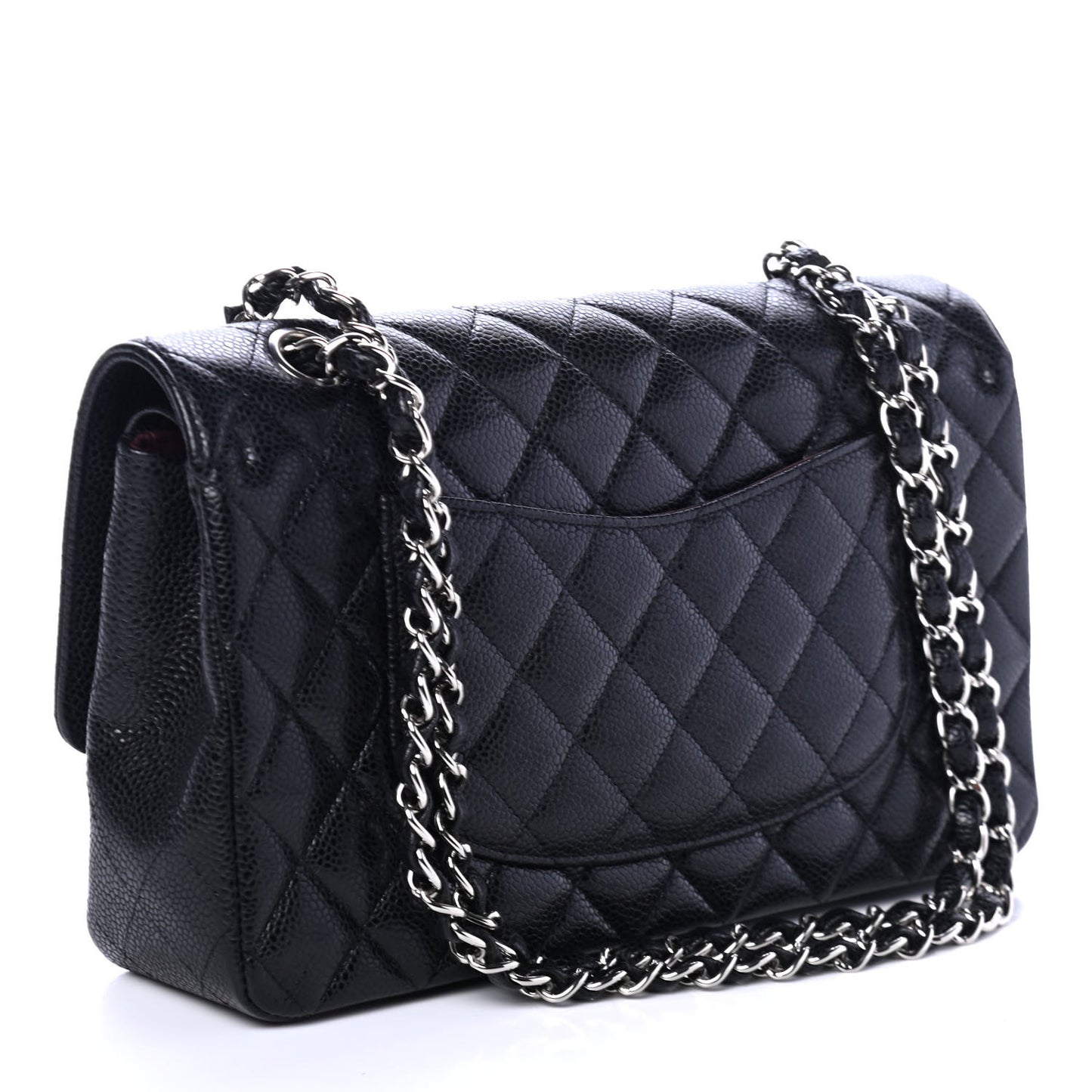 Caviar Quilted Medium Double Flap Black