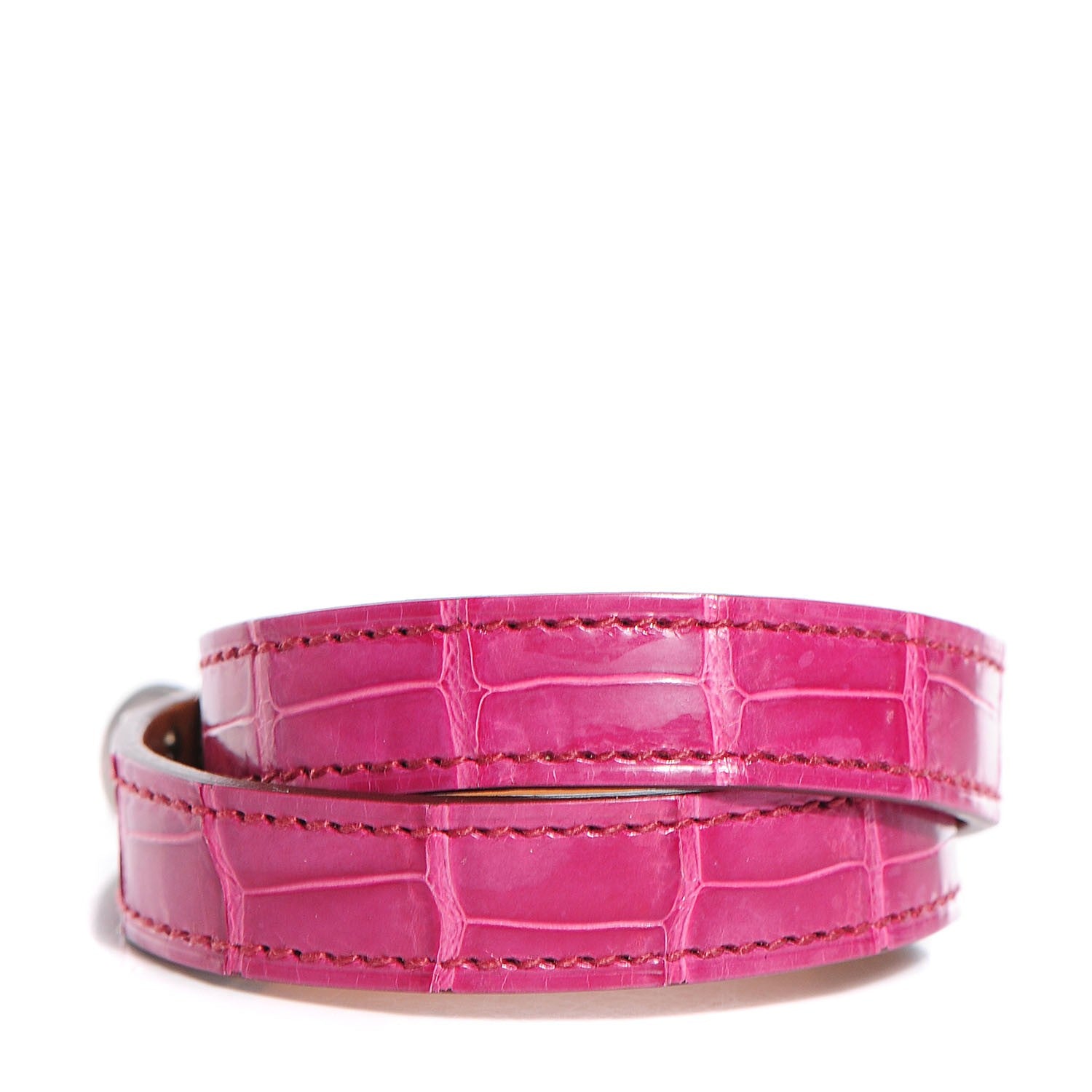 Hermes Shiny Alligator Kelly Double Tour Bracelet Small Fuchsia 3 of 8