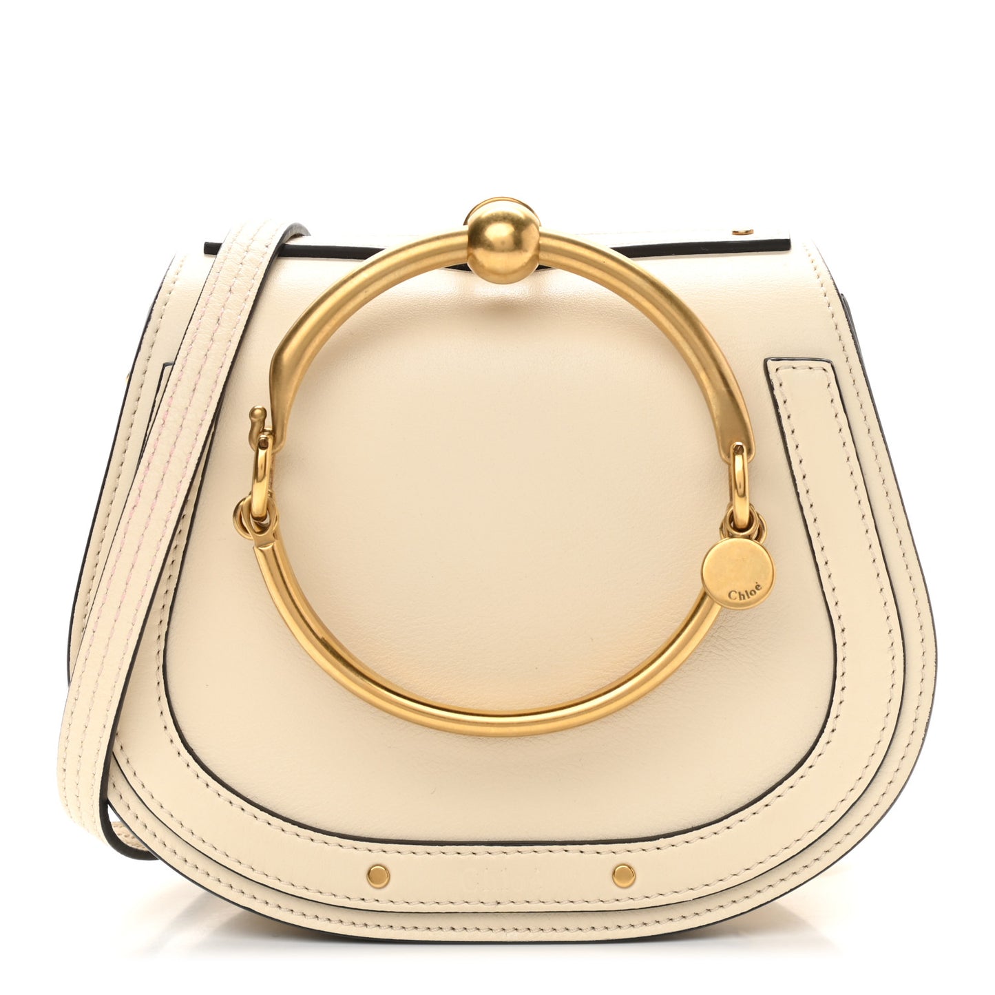 Calfskin Suede Small Nile Bracelet Bag Off White