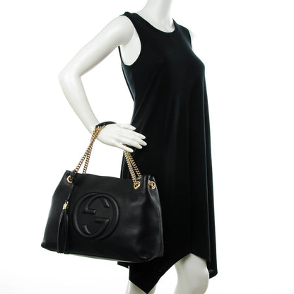 Gucci Pebbled Calfskin Medium Soho Chain Shoulder Bag Black 2 of 7