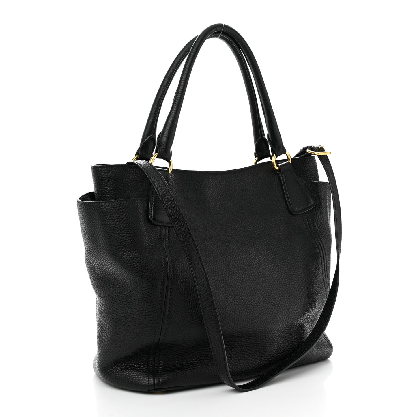 Vitello Daino Side Pocket Tote Black