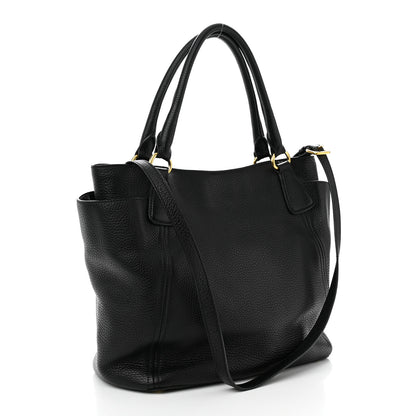 Prada Vitello Daino Side Pocket Tote Black 3 of 10